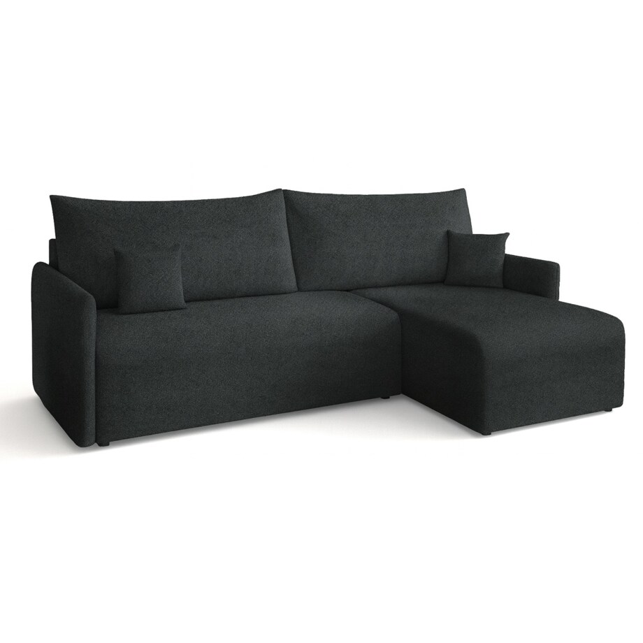 Narożnik z funkcją spania VALIA i pojemnikiem na pościel, grafitowy