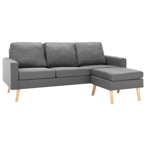 vidaXL 3-osobowa sofa z podnóżkiem, jasnoszara, tapicerowana tkaniną