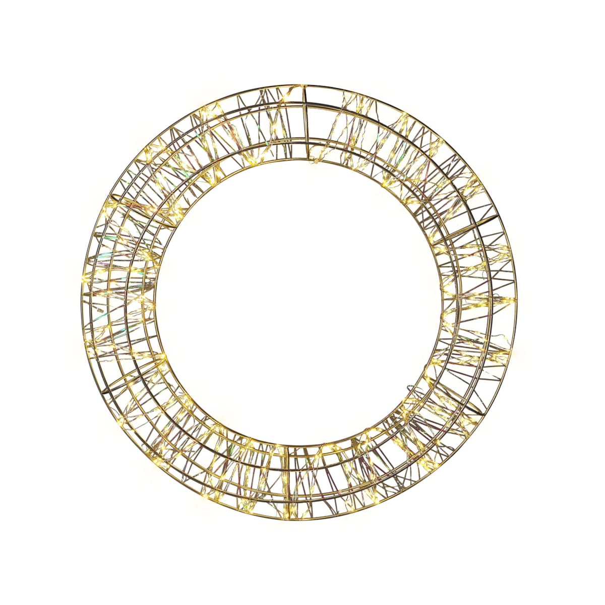 Dekoracja ogrodowa wisząca LED wieniec metalowy 55 cm srebrna KOPPELO