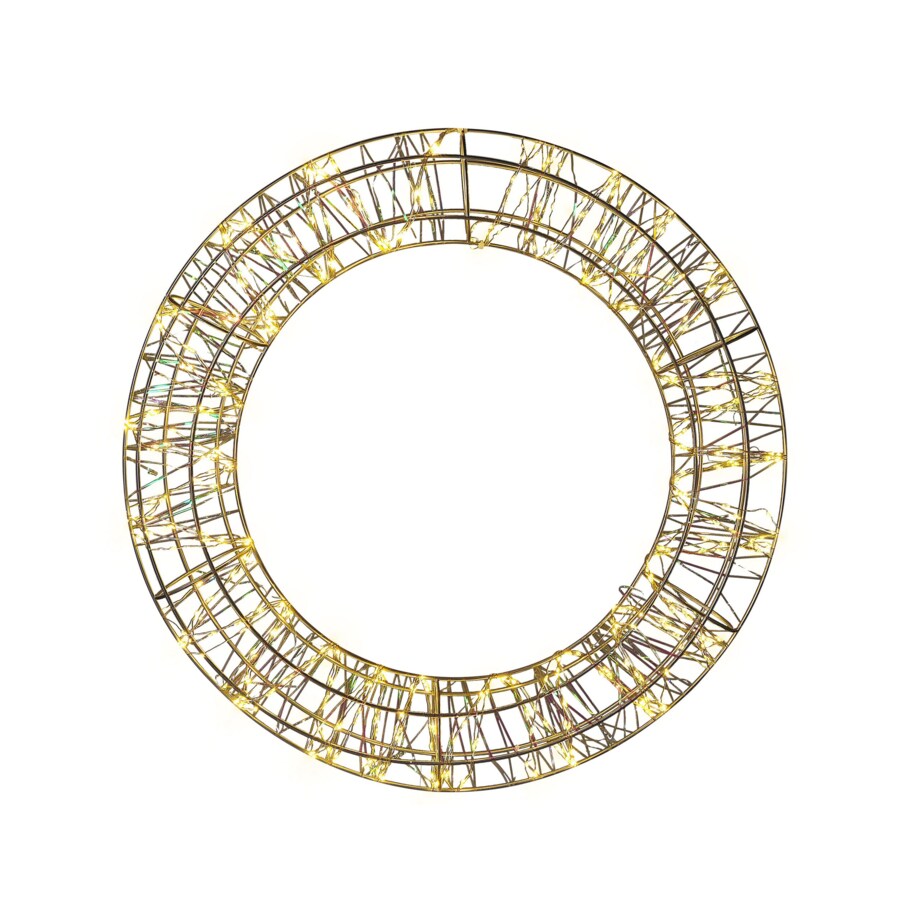 Dekoracja ogrodowa wisząca LED wieniec metalowy 55 cm srebrna KOPPELO