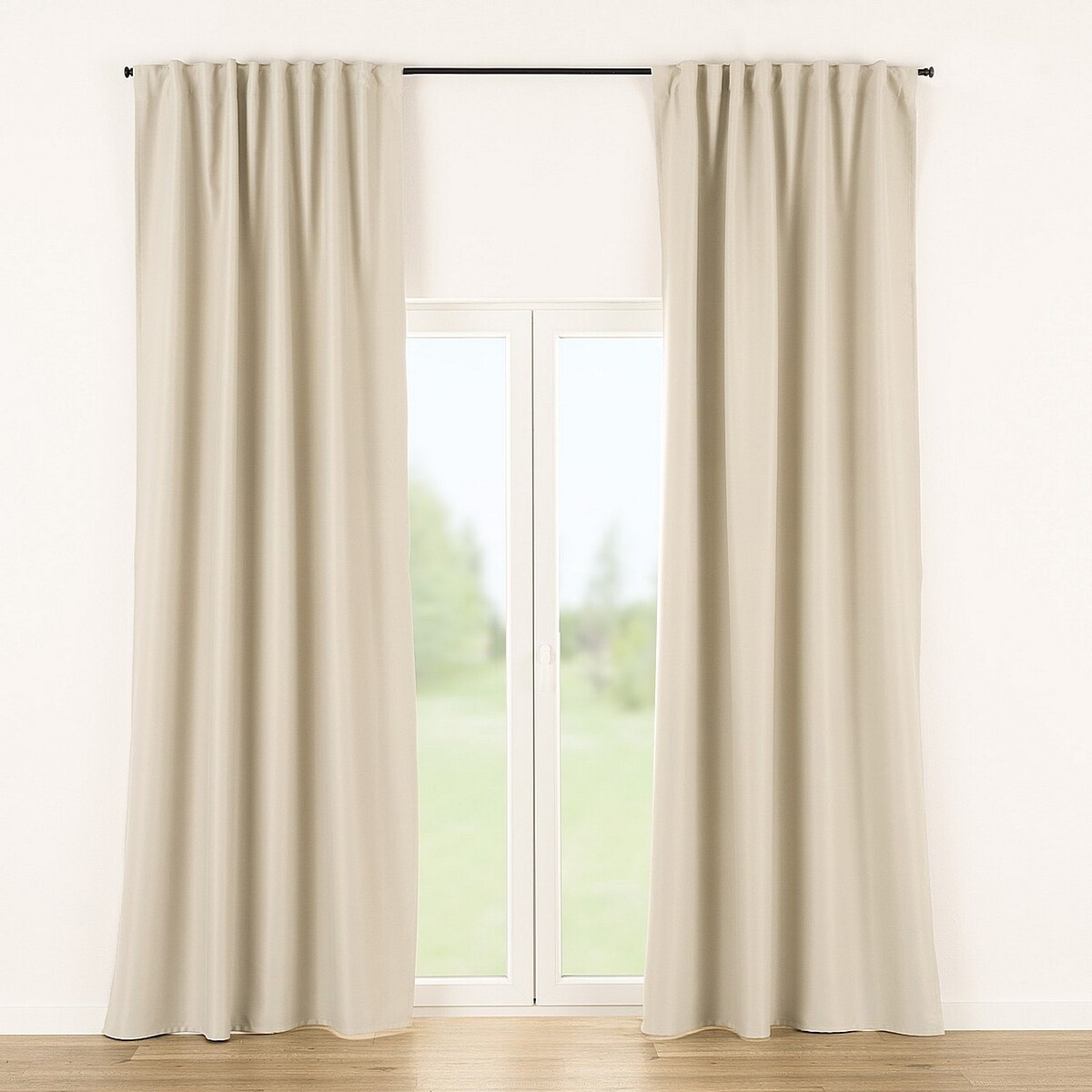 Zasłona BASIC na taśmie marszczącej 140x280cm szarobeżowy blackout 1 szt. 140x280 beżowy