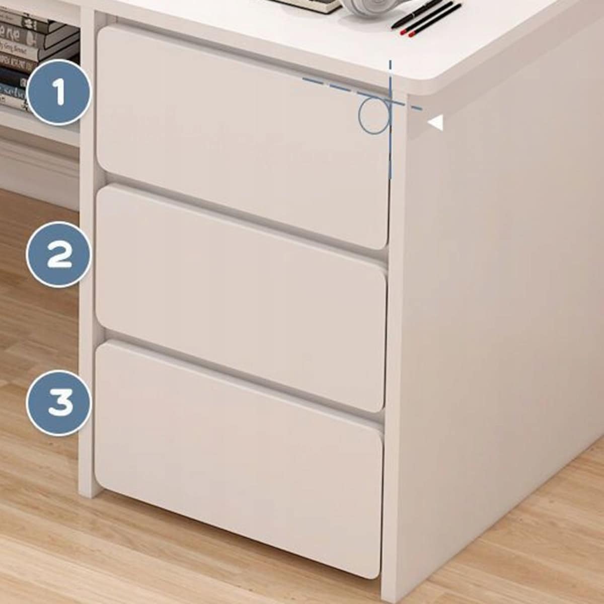 Biurko komputerowe loft białe 3 półki skandynawski nowoczesne 120 cm