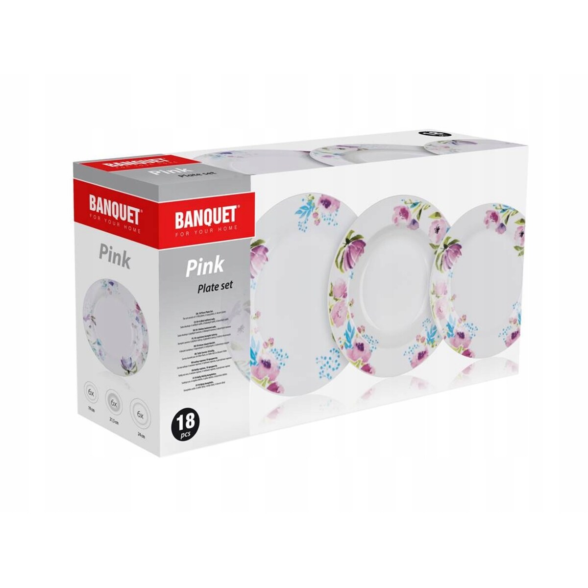 TALERZE OBIADOWE BANQUET kwiaty okrągłe jadalnia na prezent jedzenie 18elem