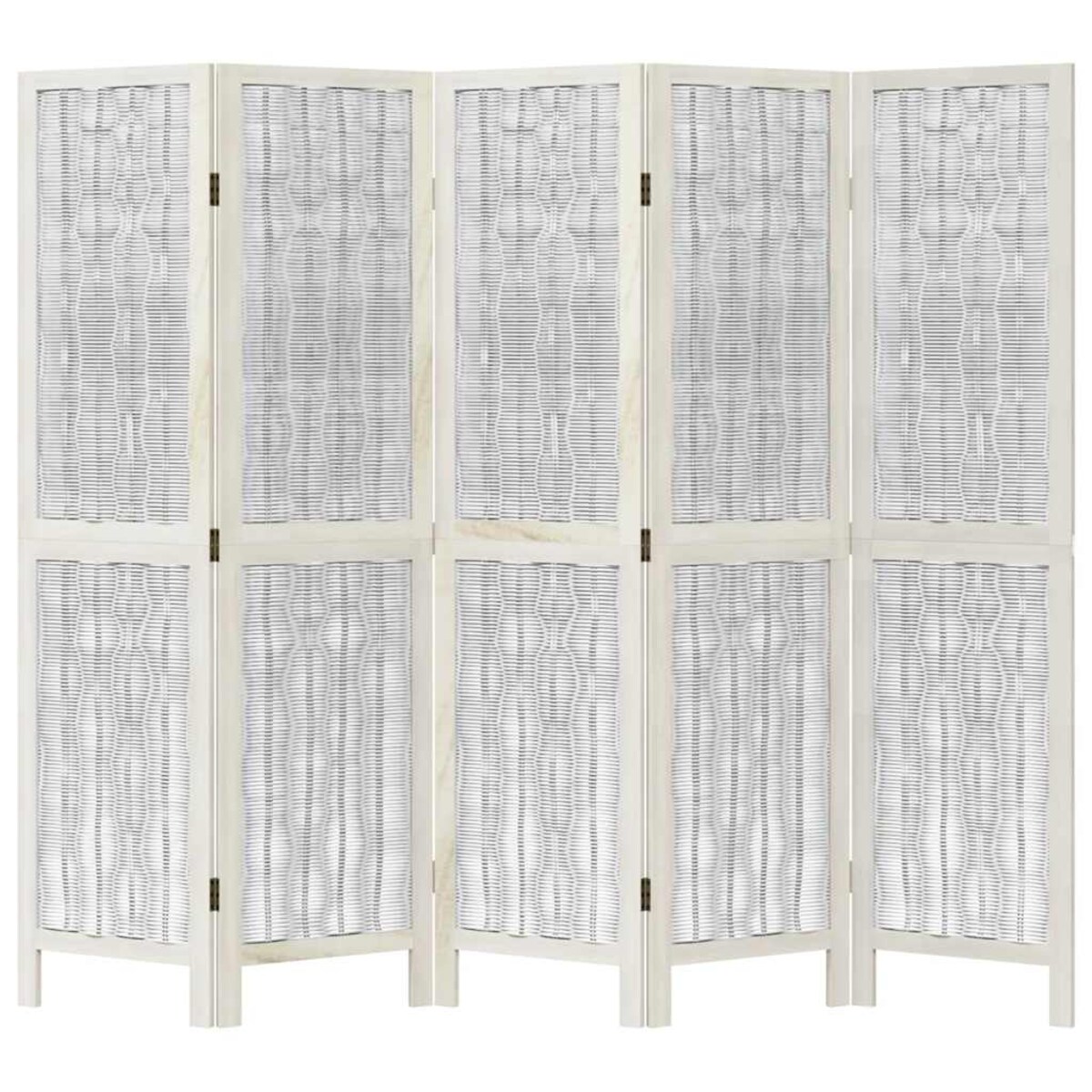 vidaXL Parawan pokojowy, 5-panelowy, biały, lite drewno paulowni