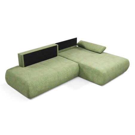 Narożnik rozkładany PENTI z pojemnikiem na pościel, prawy, zielony