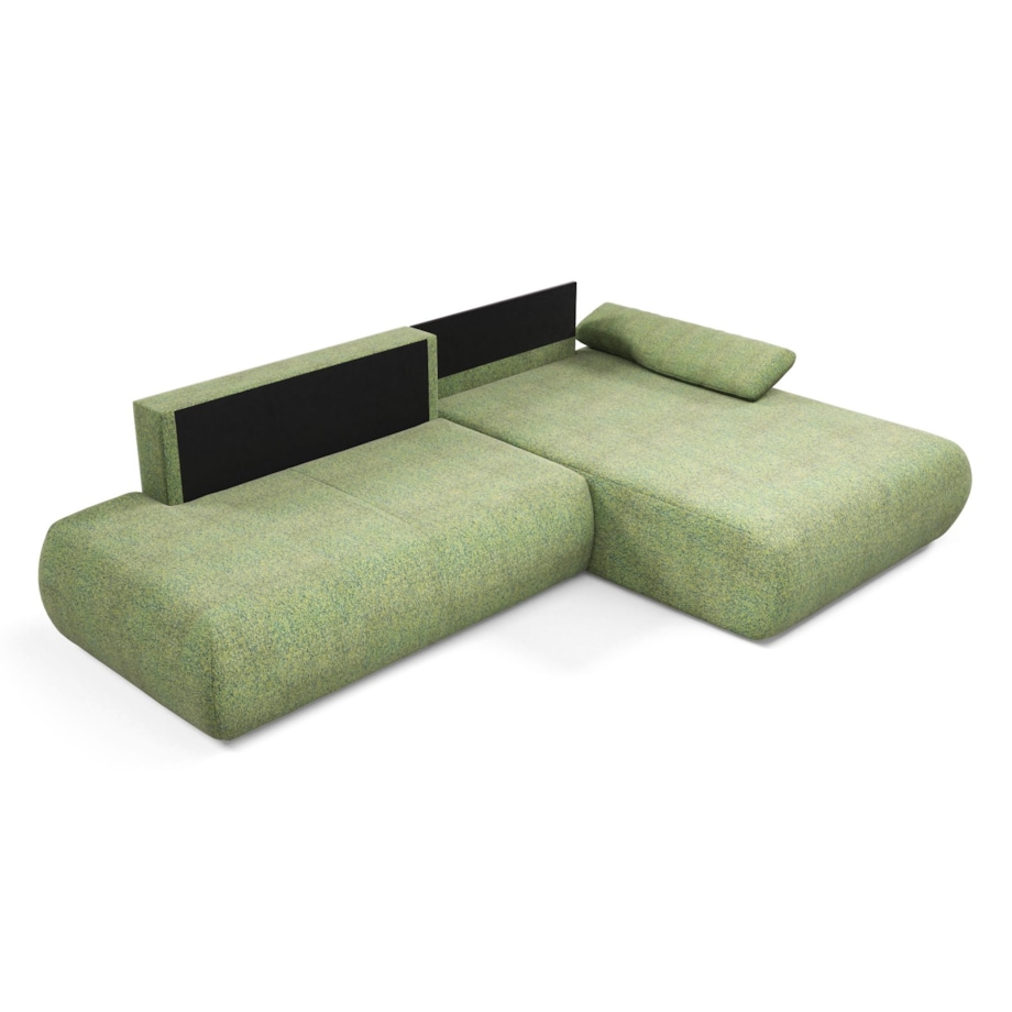 Narożnik rozkładany PENTI z pojemnikiem na pościel, prawy, zielony