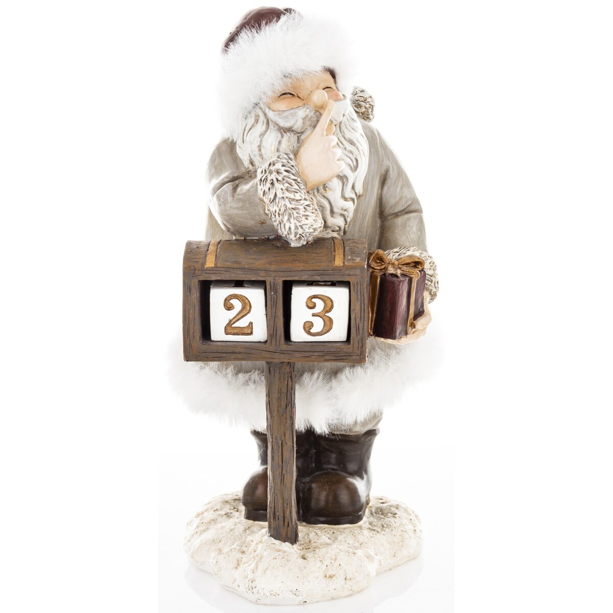 Figurka świąteczna Święty Mikołaj 21x11x12 cm SEDUTA-2 przy skrzynce pocztowej