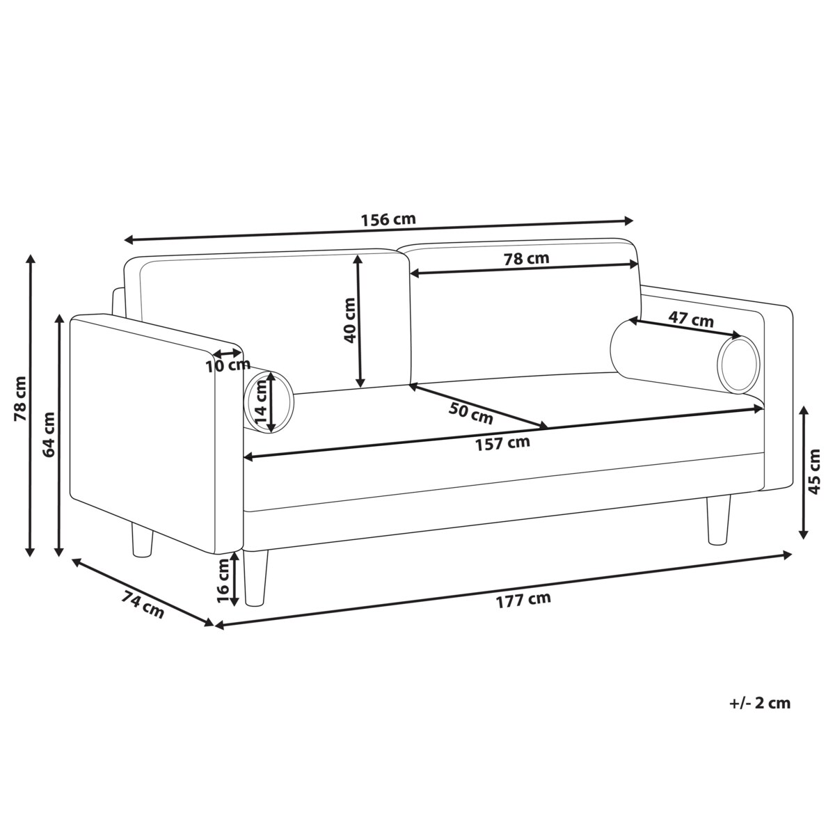Sofa NURMO Jasnobeżowy dla 3 osób