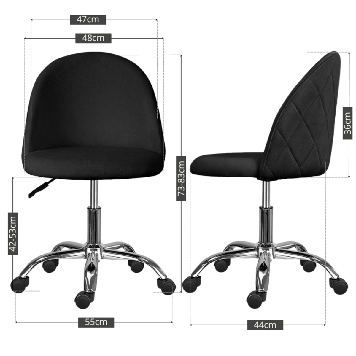 Fotel biurowy obrotowy welurowy nowoczesny czarny