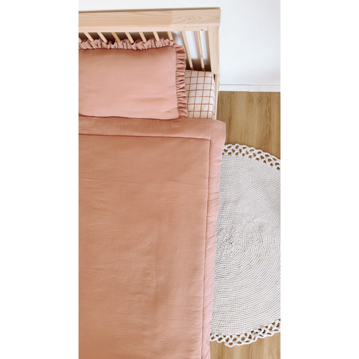 Pościel muślinowa z wypełnieniem falbanka Pink - XL