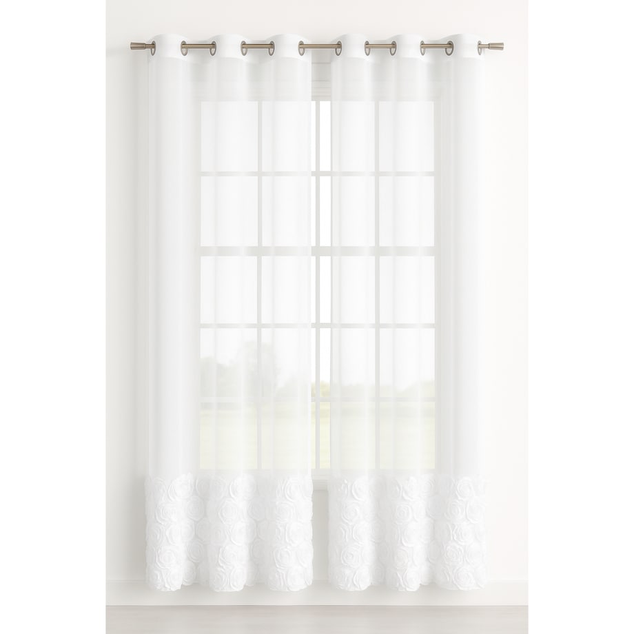 Firana z szyfonu Roses kwiaty 3D 500x160 cm taśma | zdobiona aplikacją 3D w róże