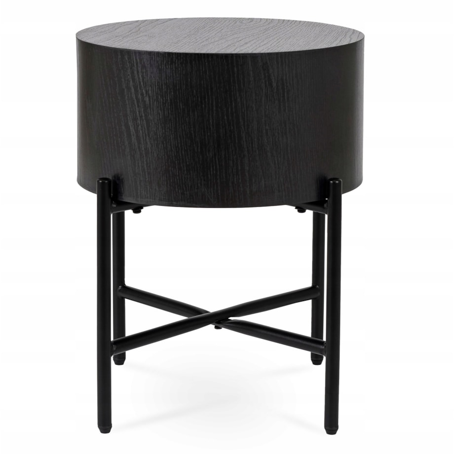 Stolik Kawowy Okrągły Mały Loft Ława Do Salonu Sypialni Czarna CEVES