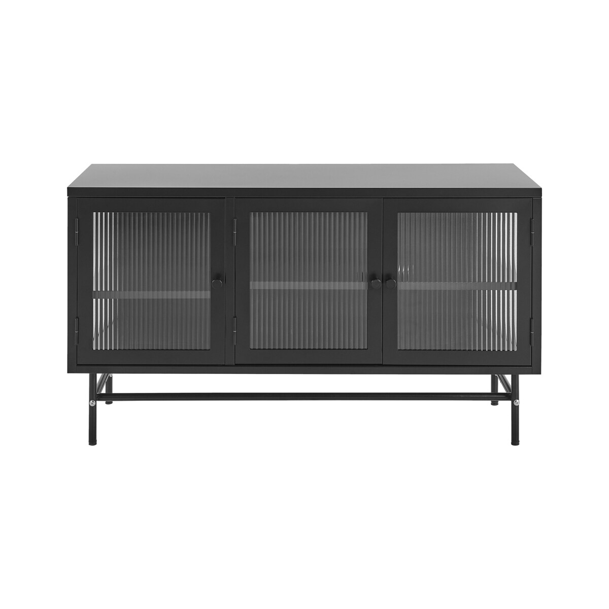 Szafka trzydrzwiowa metalowa ze szklaną gablotą czarna DEVON