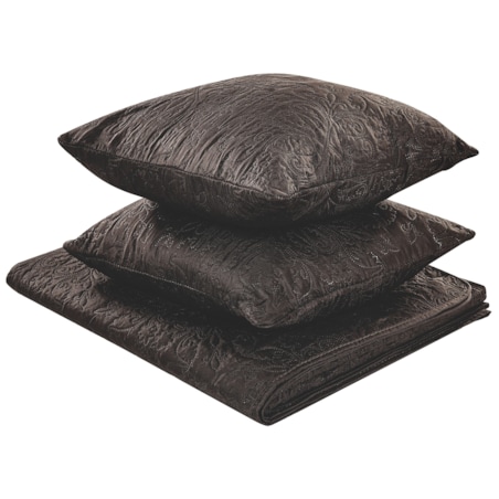 Komplet narzuta z poduszkami tłoczony 200 x 220 cm brązowy RAYEN