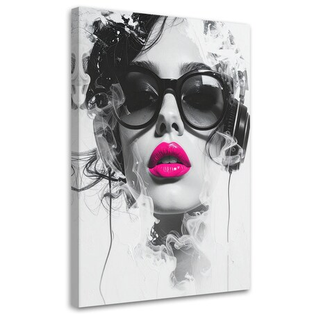 Obraz na płótnie do salonu sypialni, Kobieta Glamour Nowoczesny Portret Czarno Biały 40x60 cm