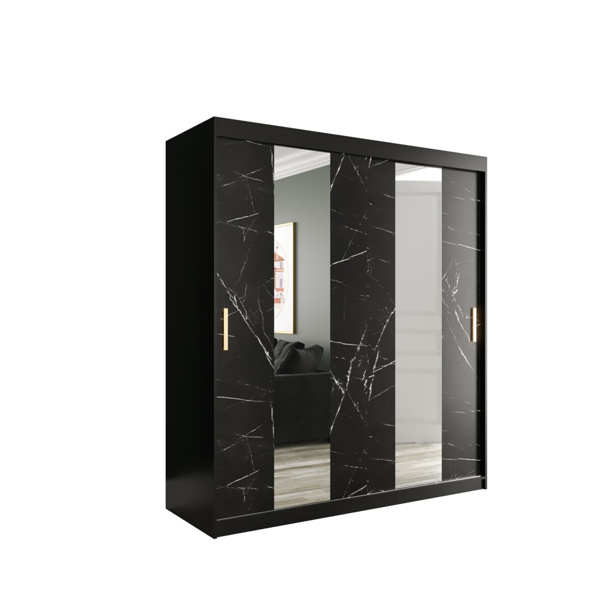 Szafa przesuwna Garderoba MARMUR POLE 180 gł. 62 czarny