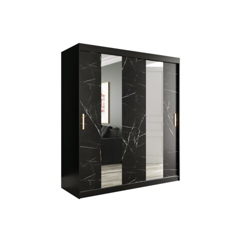 Szafa przesuwna Garderoba MARMUR POLE 180 gł. 62 czarny