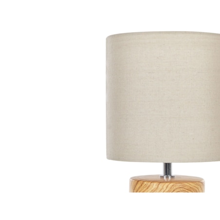 Lampa stołowa ceramiczna biała z jasnym drewnem ALZEYA