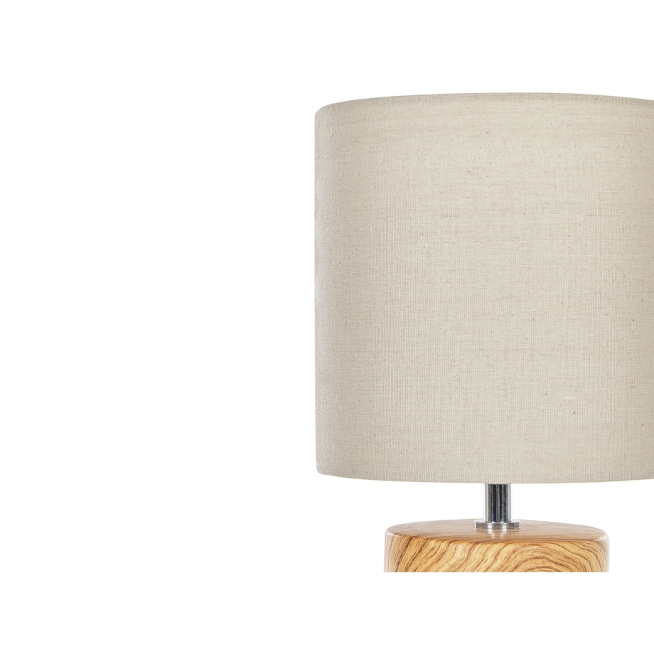 Lampa stołowa ceramiczna biała z jasnym drewnem ALZEYA