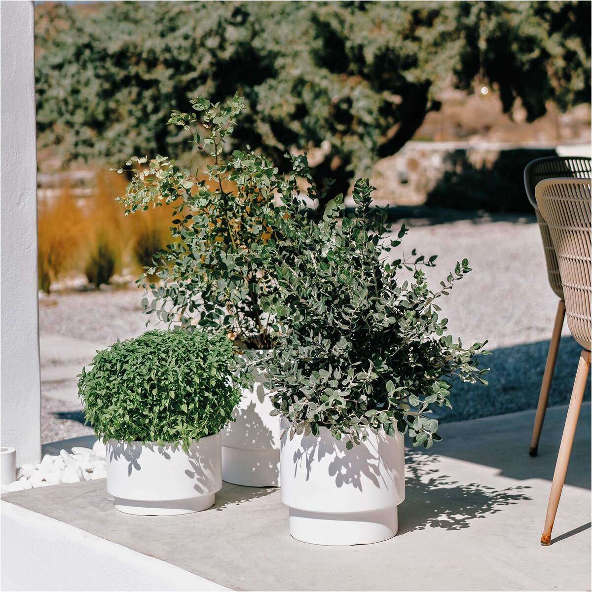 Doniczka Donica Ogrodowa 29,8 Cm Okrągła Na Taras Do Ogrodu Domu Biała