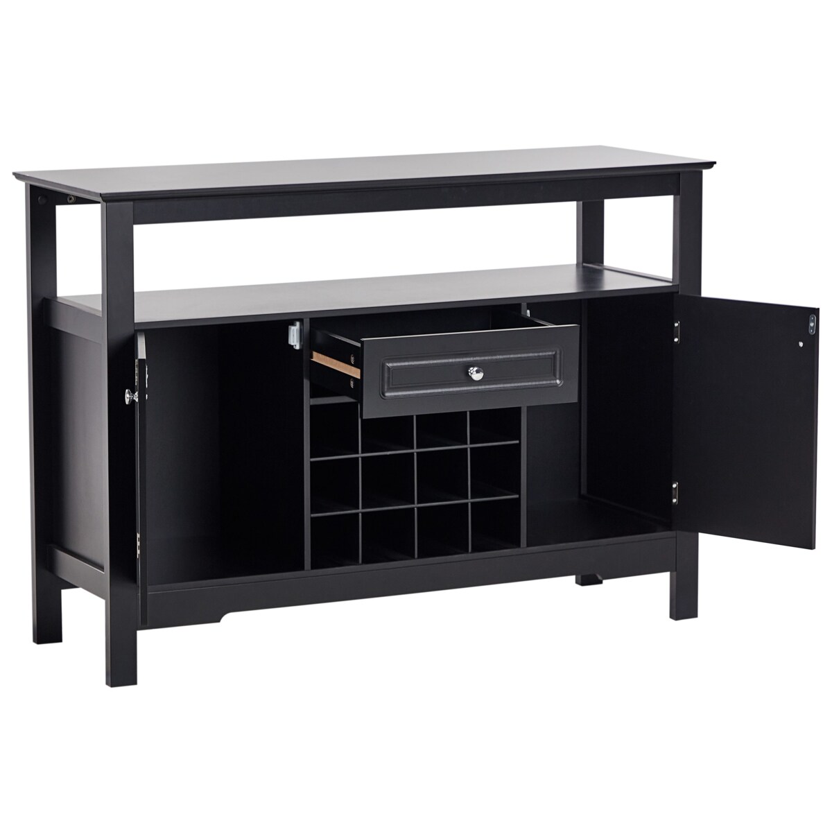 Szafka z półką na wino dwudrzwiowa czarna TIMBOON