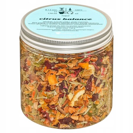 Herbata ziołowa CITRUS BALANCE o świeżym miętowo-cytrusowym smaku PREMIUM - herbata liściasta sypana mieszanka napar susz - gotowa na prezent upominek