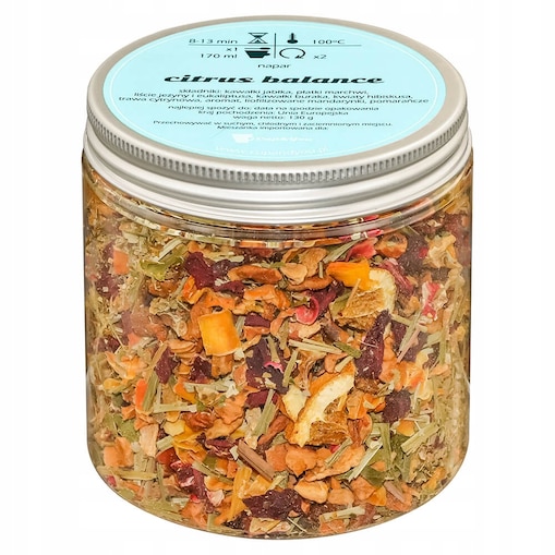 Herbata ziołowa CITRUS BALANCE o świeżym miętowo-cytrusowym smaku PREMIUM - herbata liściasta sypana mieszanka napar susz - gotowa na prezent upominek