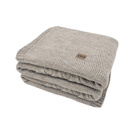 Koc dzianinowy z wełną 200x220 cm – AREZZO200 TAUPE