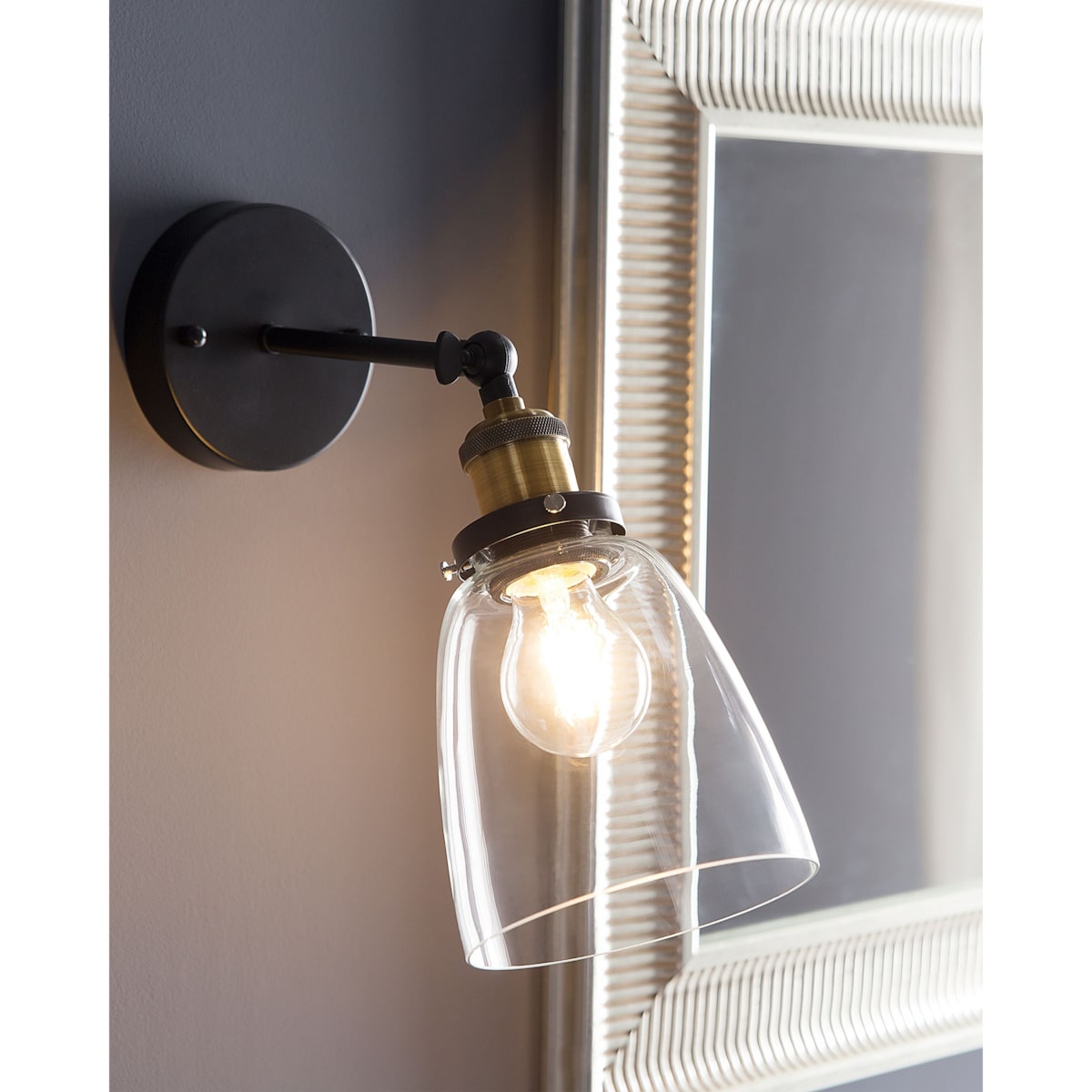 Zestaw 2 lamp ściennych LOVAT Regulowana Metal Przezroczysty Czarny