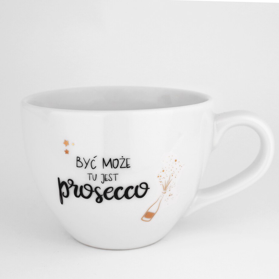 Biały Kubek Porcelanowy 500 ml - Napis Być Może Jest Tu Prosecco dla Miłośniczki Prosecco na Wieczór Panieński