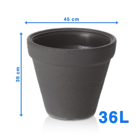 Doniczka Donica Ogrodowa 45 Cm Efekt Cegły Okrągła Na Taras Do Ogrodu Domu Antracytowa