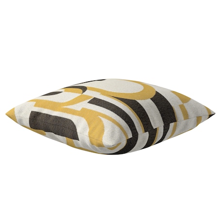 Poszewka Kinga na poduszkę 60x60 czarno-żółte wzory na kremowym tle