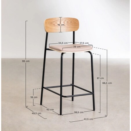 Krzesło barowe metal, ekoskóra Wipler 66,5 cm miętowe