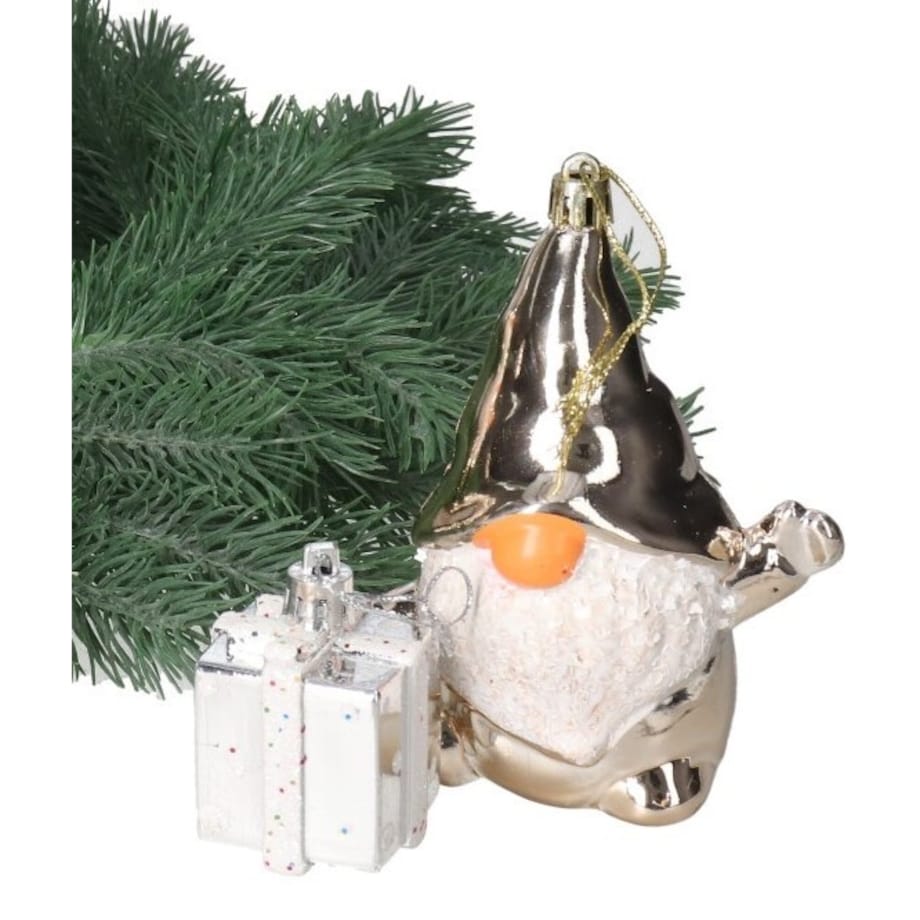 Bombki Plastikowe Na Choinkę Stroik Skrzat 3Szt Ozdoba