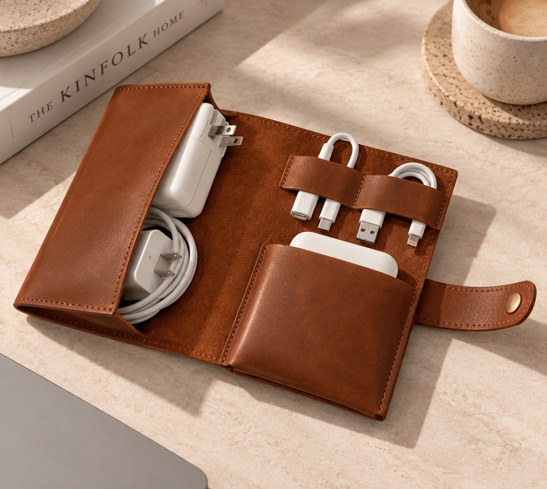 Organizer podróżny SHP TRAVELER brązowy na kable i elektronikę