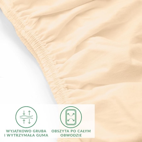 Prześcieradło z bawełny jersey z elastanem z gumką 140x200 kolor beż