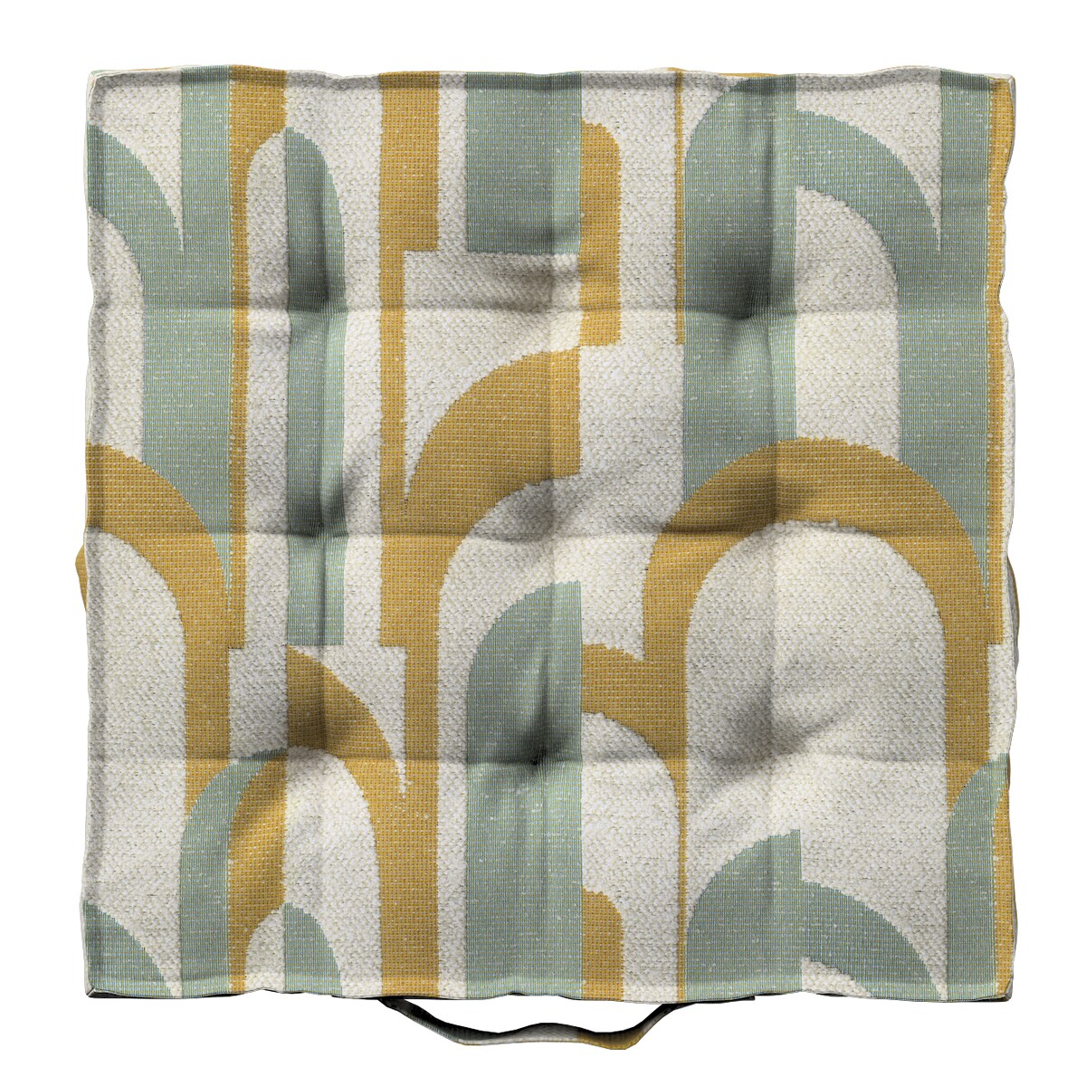 Poduszka na krzesło Kuba, miętowo-żółte wzory na kremowym tle, 40 x 40 x 6 cm, Cosy Home