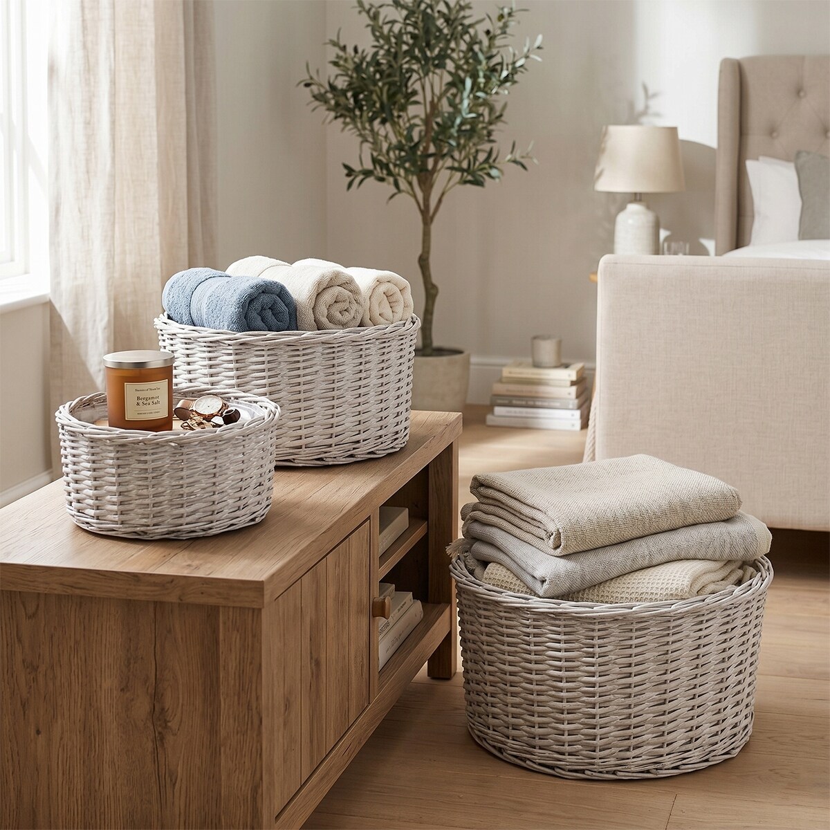 KOSZ WIKLINOWY DUŻY 50cm NA KWIATY OGRODOWY OSŁONKA DO OGRODU DOMU 3 szt