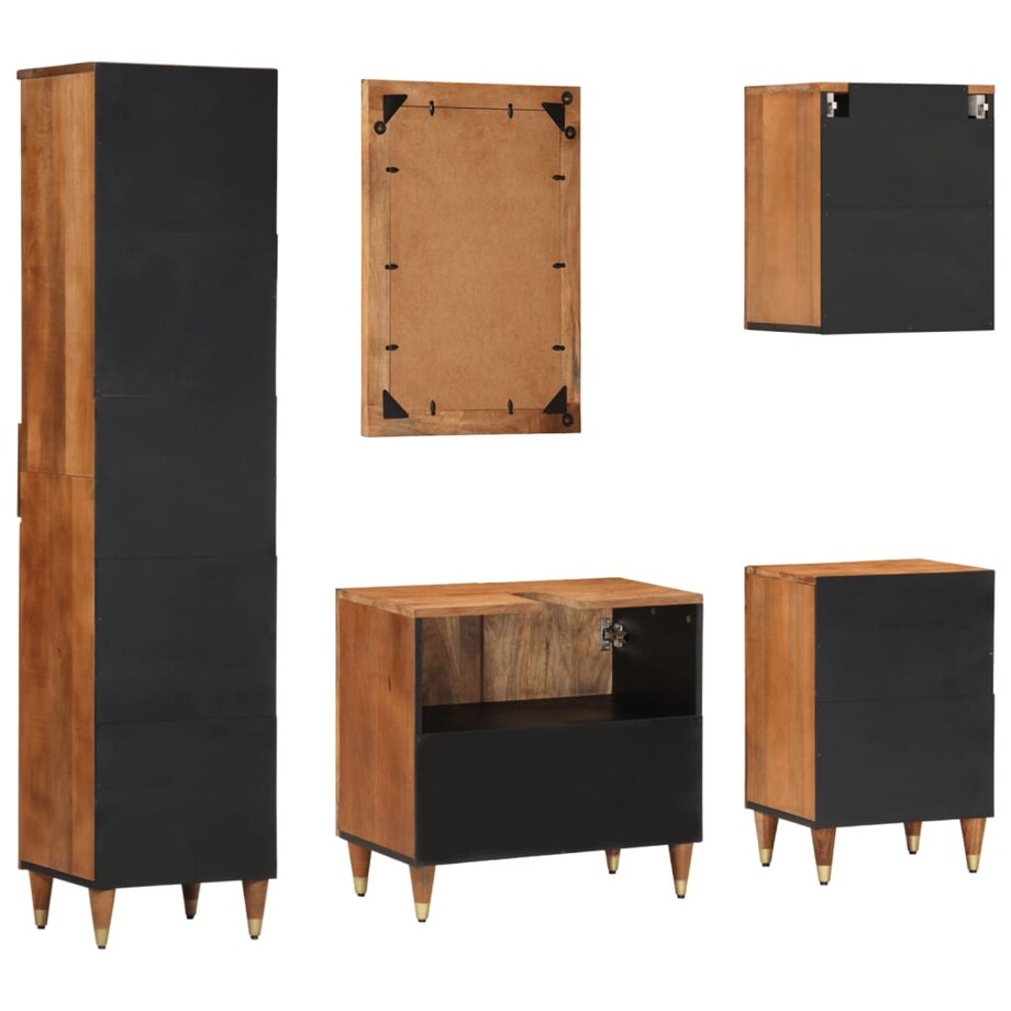 vidaXL 5-cz. zestaw mebli łazienkowych, lite drewno mango