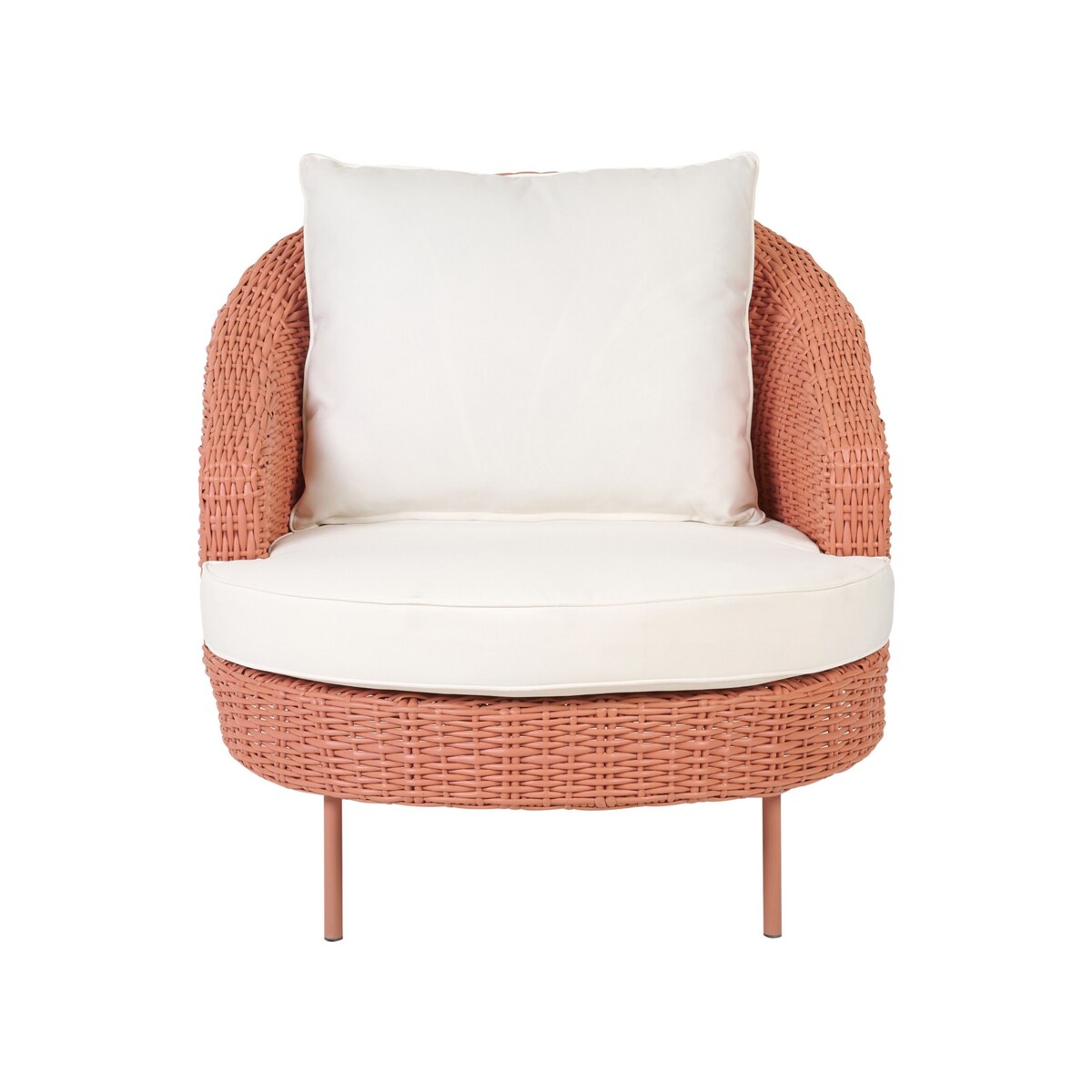 Fotel ogrodowy z technorattanu z podnóżkiem różowy ARCILLE