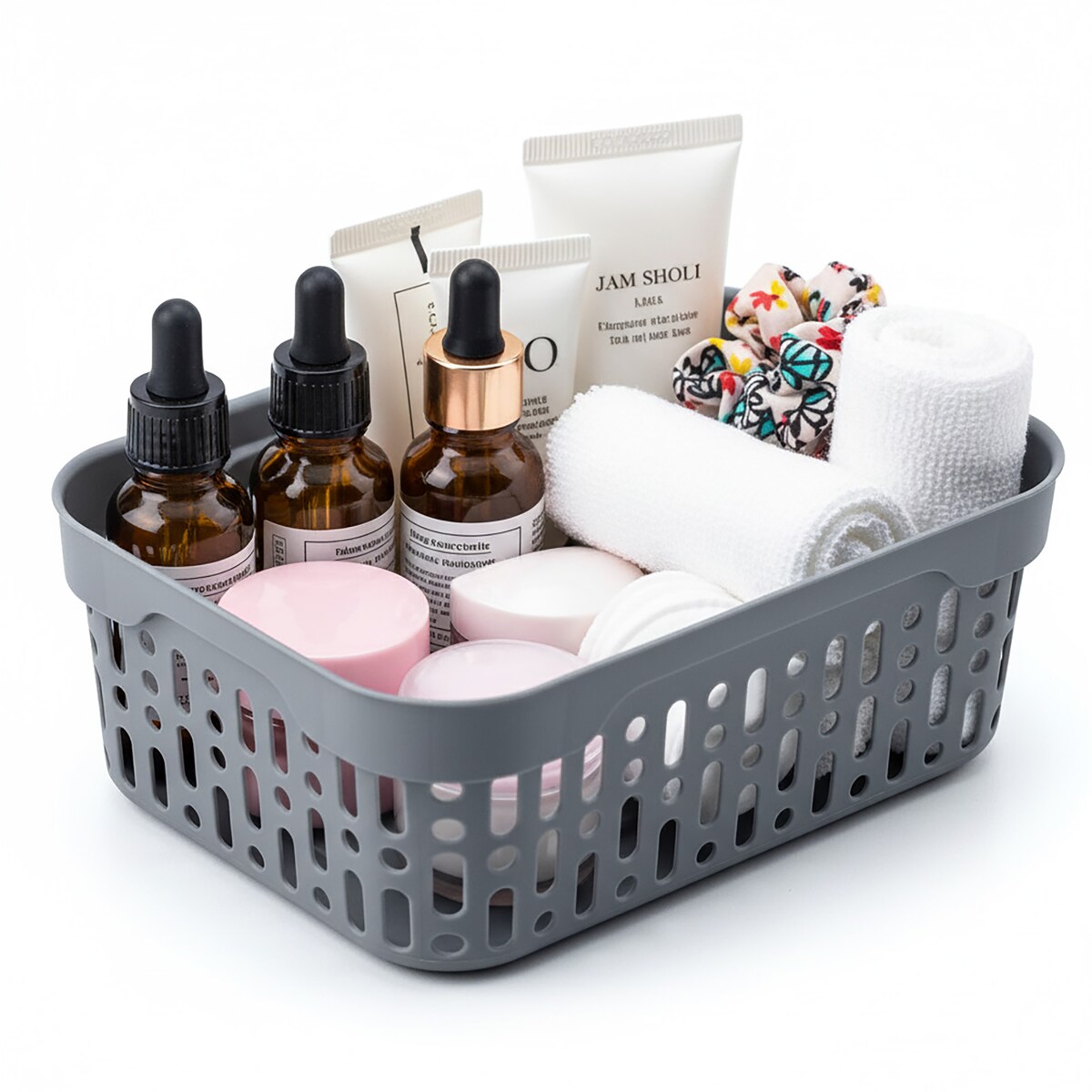 Koszyk Ażurowy Koszyczek XS Plastikowy Na Kosmetyki Do Łazienki Pudełko Pojemnik Do Szuflady Szary