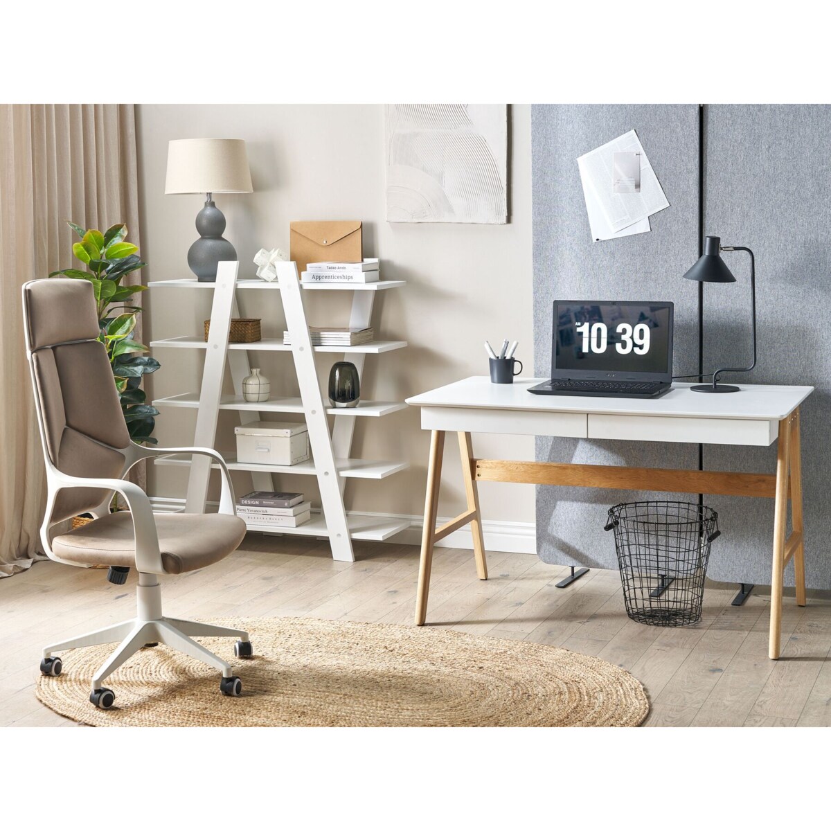 Zestaw mebli biurowych jasne drewno z białym ESCALANTE/SHESLAY