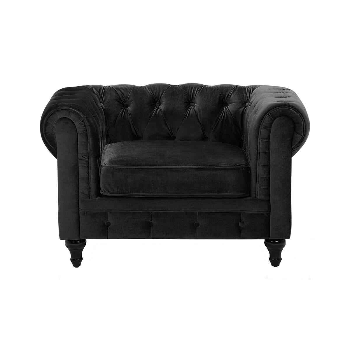 Fotel welurowy czarny CHESTERFIELD