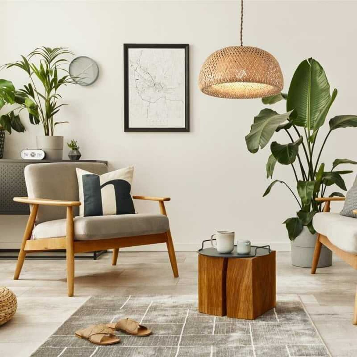 Bambusowa lampa zwis Boho ABR-NLW36-BH-E27 Abruzzo pleciona japandi brązowa