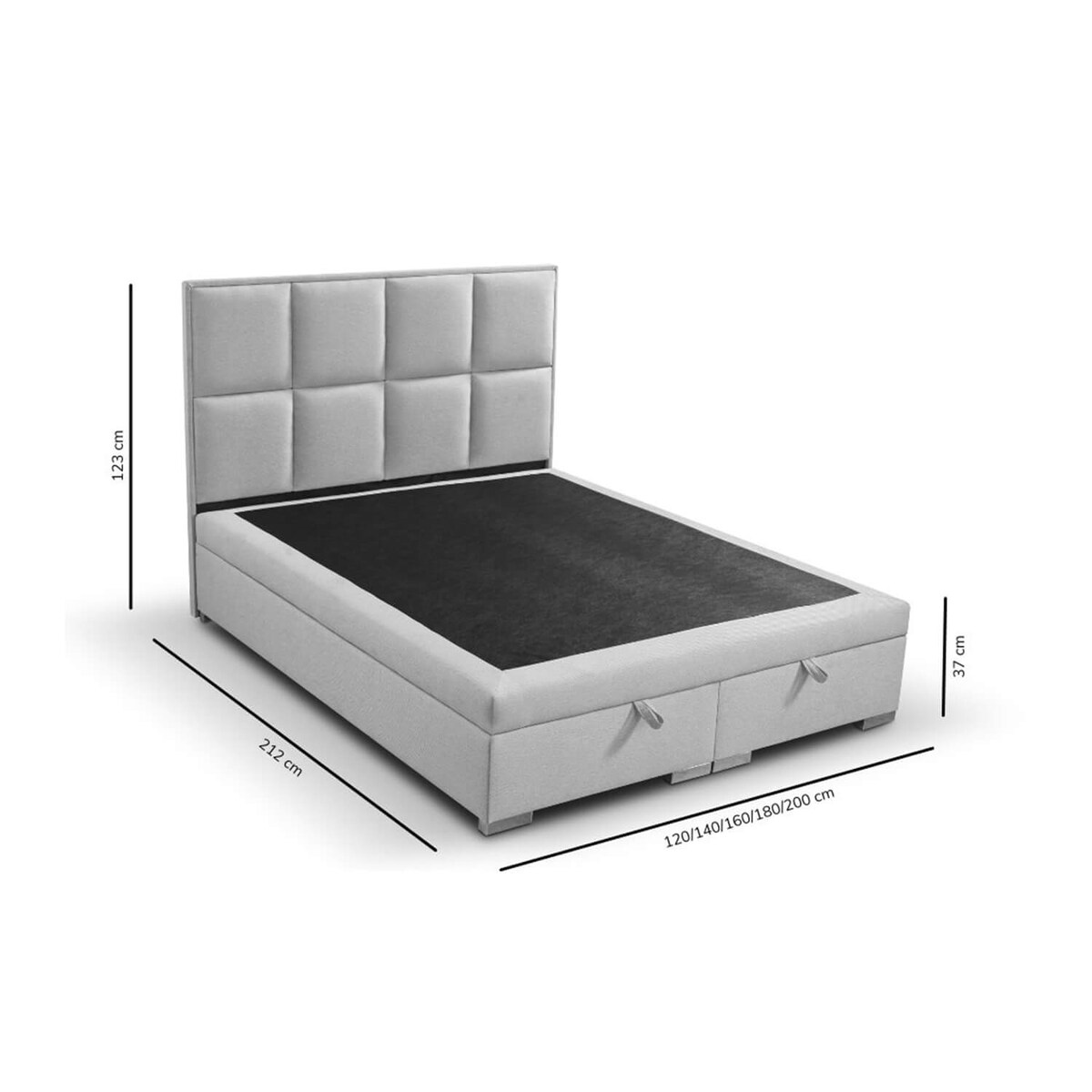 Łóżko tapicerowane ARCHIE 140x200 z pojemnikiem, Miodowy, tkanina Megan 356