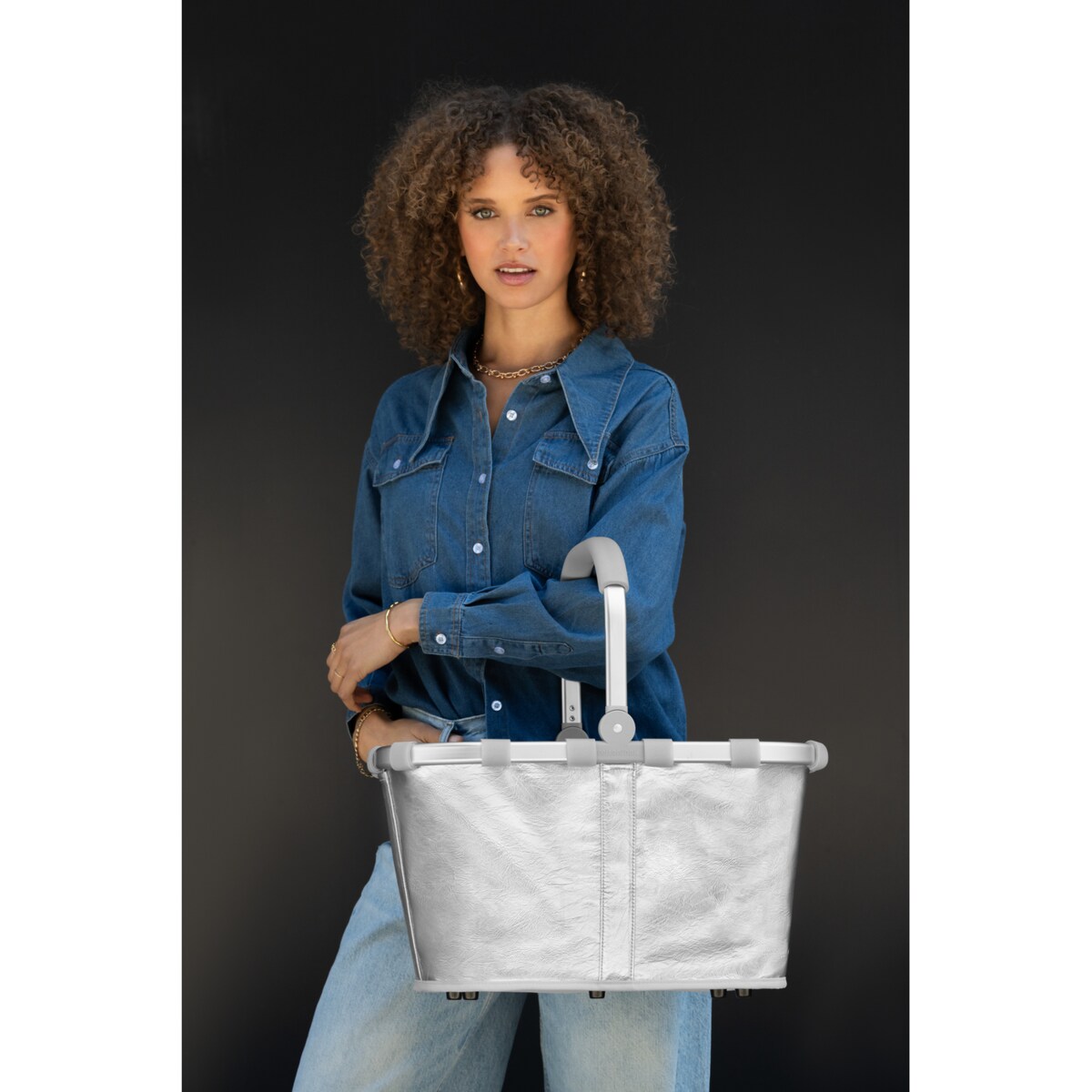 Koszyk CARRYBAG, silver crackle