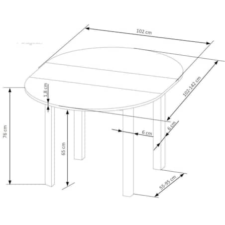 STÓŁ ROZKŁADANY Nigo OKRĄGŁY dąb craft/biel FORNIR MDF