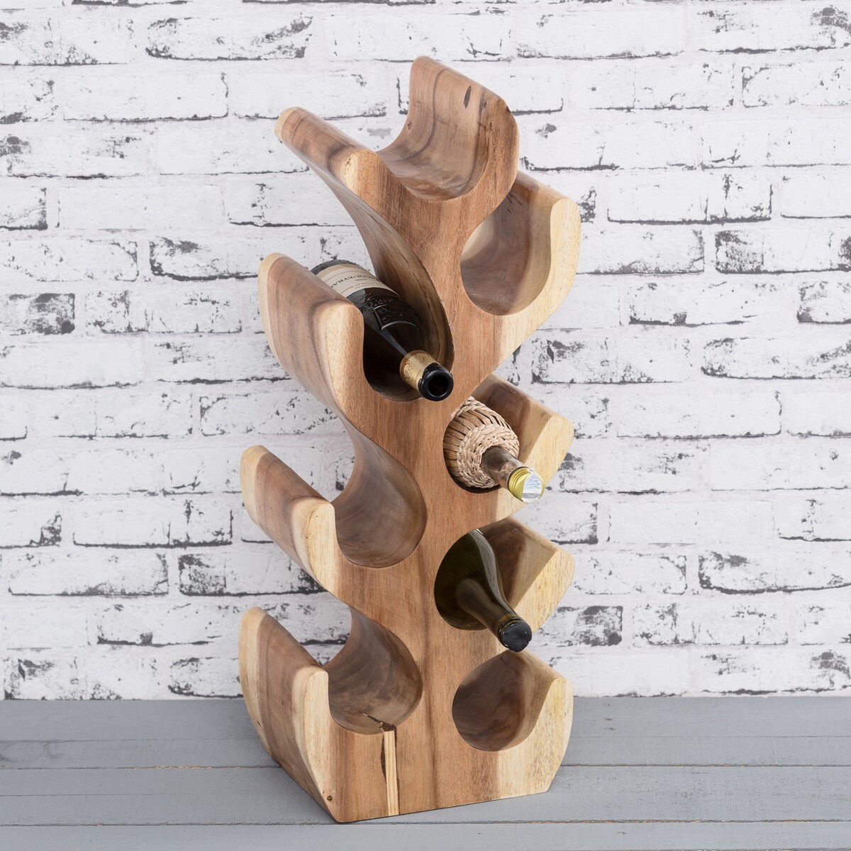 Stojak na wino Depok 68,5 cm natural, 27 x 19,5 x 68,5 cm