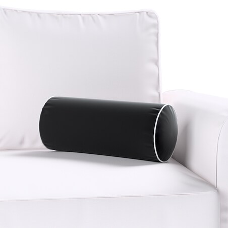 Poduszka wałek prosty z lamówką, głęboka czerń, Ø16 x 40 cm, Velvet