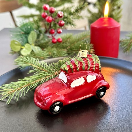 VILLA ITALIA Bombka AUTO czerwone 10 cm